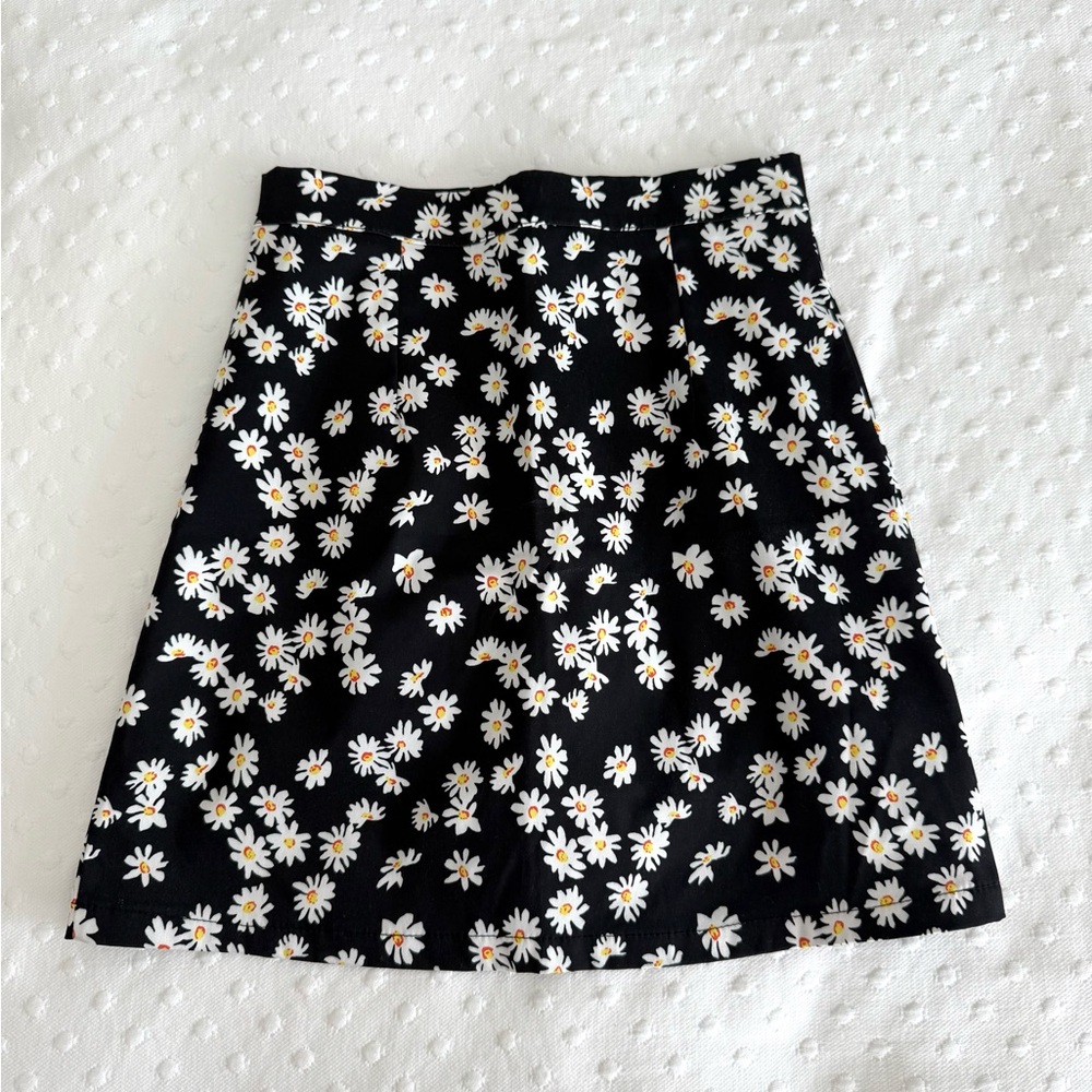 Floral Black Mini Skirt